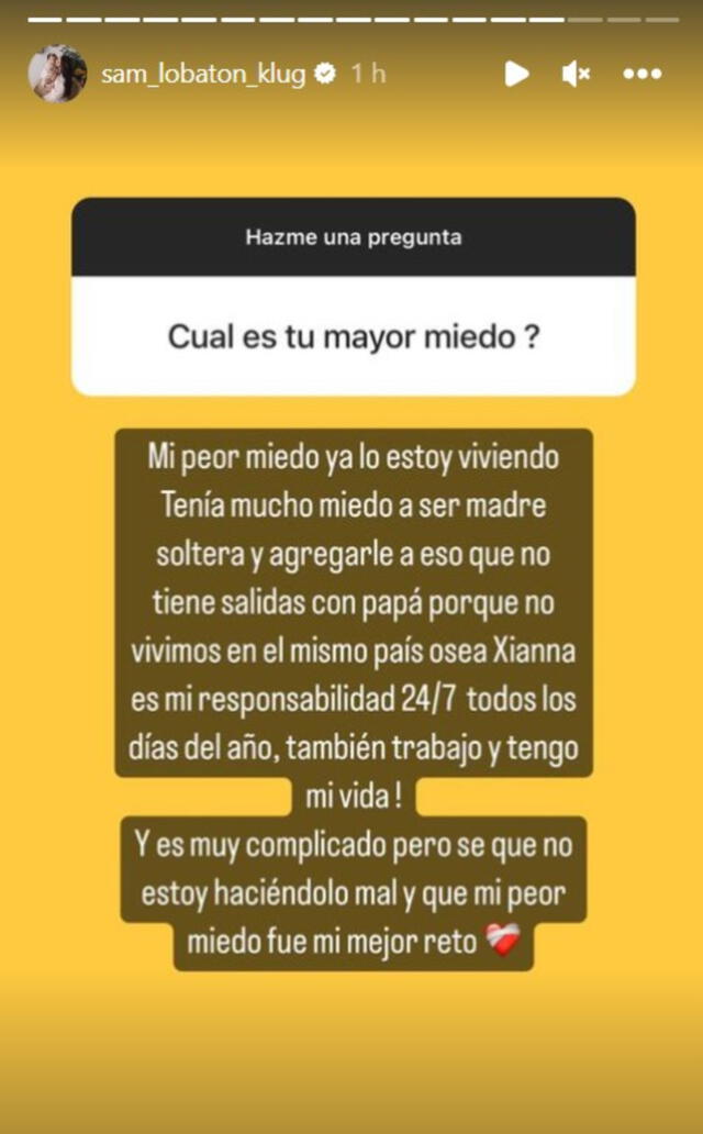 Samahara Lobatón indicó que vive muchas responsabilidades al ser madre soltera. Foto: Samahara Lobatón / Instagram 