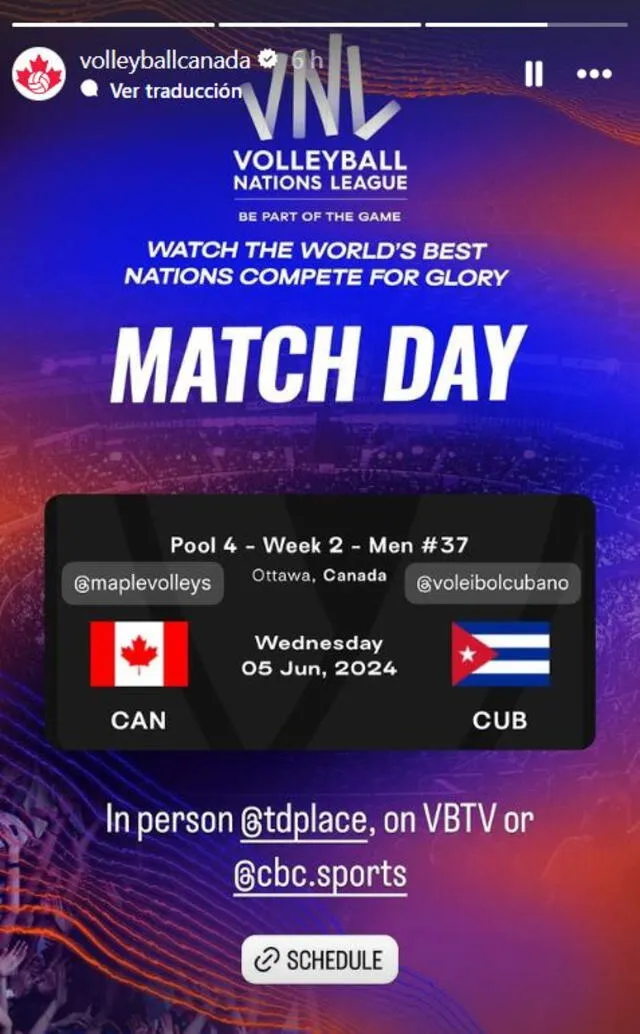 [VBTV] Cuba vs Canadá voleibol hoy EN VIVO, semana 2 VNL 2024