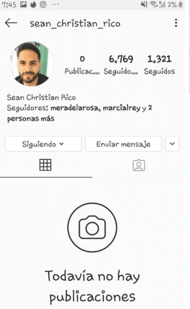 Sean Rico, ex de Rodrigo González en Instagram.