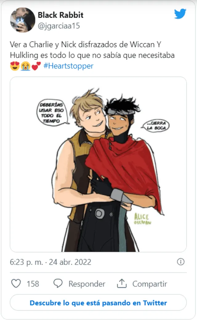 Fan propone a protagonistas de "Heartstopper" como Wiccan y Hulking. Foto: Twitter