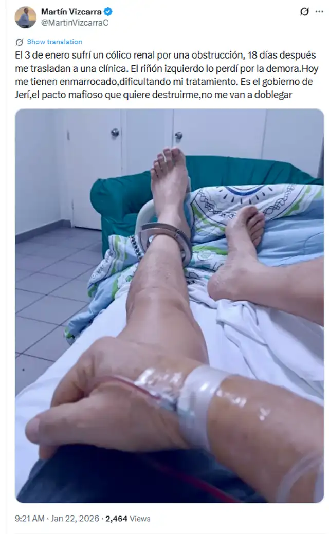 Martín Vizcarra lamenta que perdió un riñón tras operación quirúrgica Martín Vizcarra lamenta que perdió un riñón tras operación quirúrgica