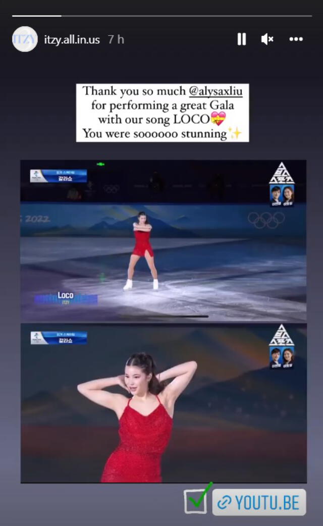 ITZY, Loco, Alysa Liu, Juegos Olímpicos de Invierno Beijing 2022, Kpop, patinaje artístico, Instagram, Twitter