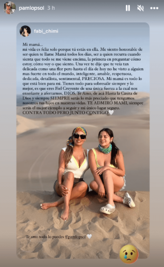 Pamela López shared a message from her daughter.  Photo: Instagram capture/Pamela López   