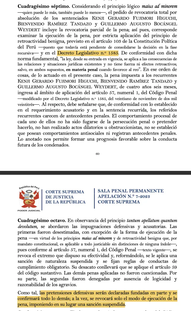 Extracto de la sentencia contra Kenji Fujimori   