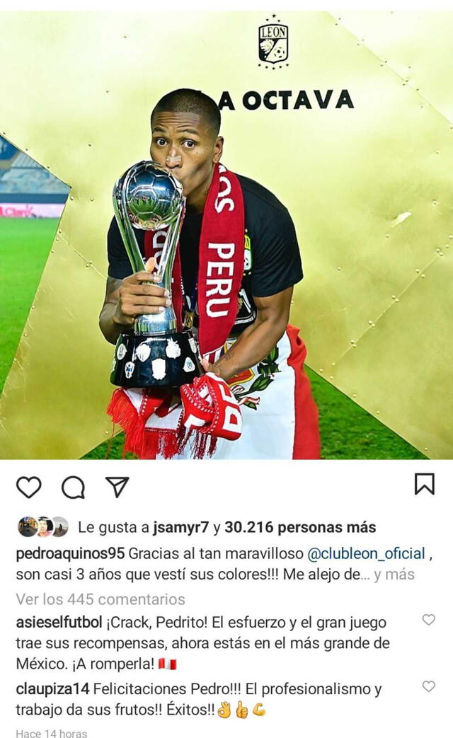 Claudio Pizarro le dejó un mensaje a Pedro Aquino por Instagram.
