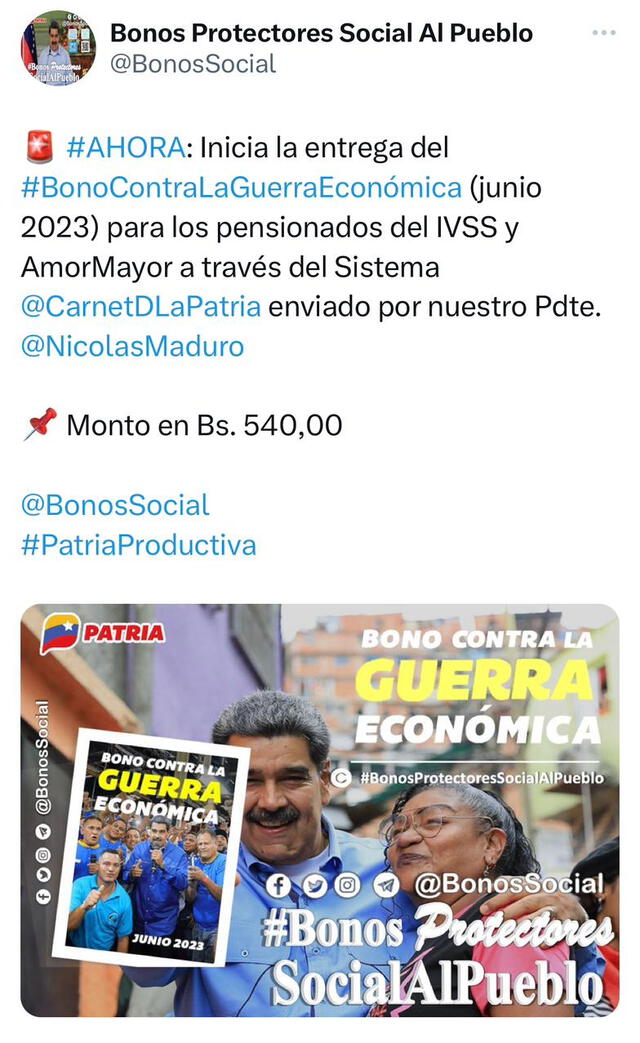 Bono de Guerra a pensionados del IVSS 