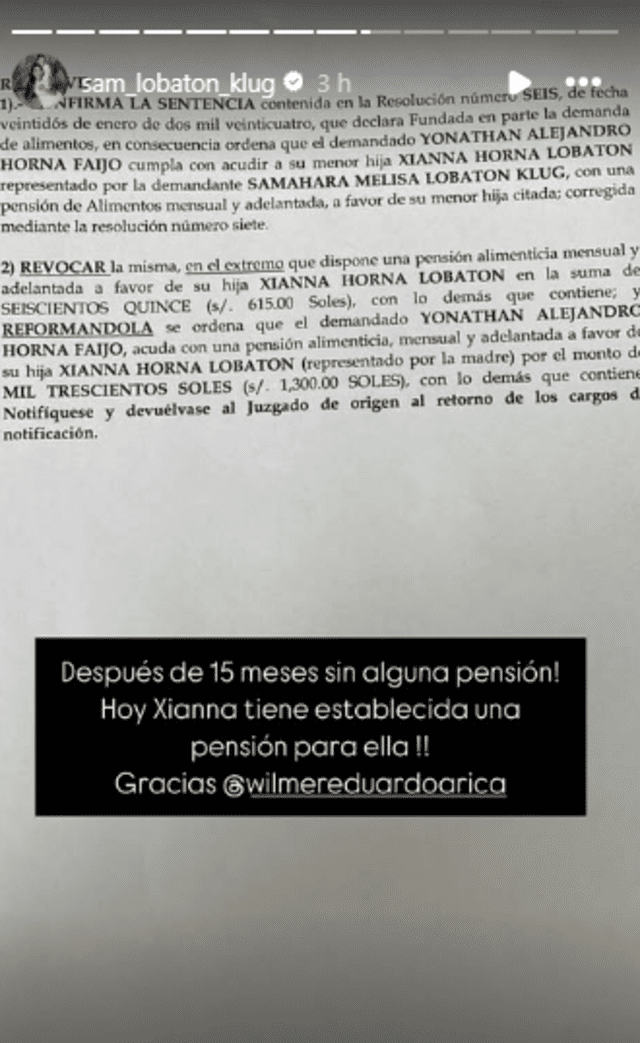  Samahara Lobatón da a conocer que ganó demanda contra Youna. Foto: Instagram   