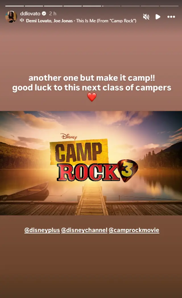  Demi Lovato celebra la llegada de 'Camp Rock 3', película que coproducirá con los Jonas Brothers y otras figuras. Foto: captura Instagram/ddlovato 