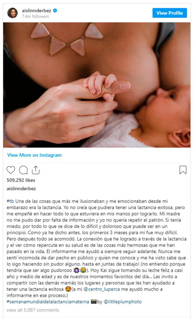 Mauricio Ochmann defiende a Aislin Derbez de críticas por promover amamantar en público [FOTO]  