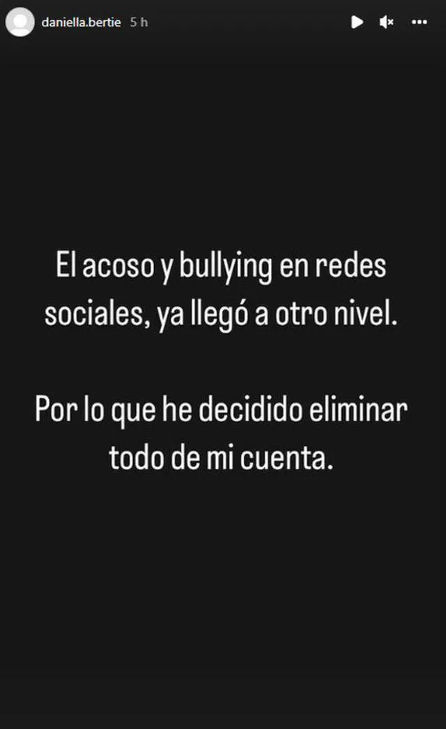 Sobrina de Diego Bertie toma radical decisión tras denunciar que es víctima de bullying en redes sociales. Foto: Instagram