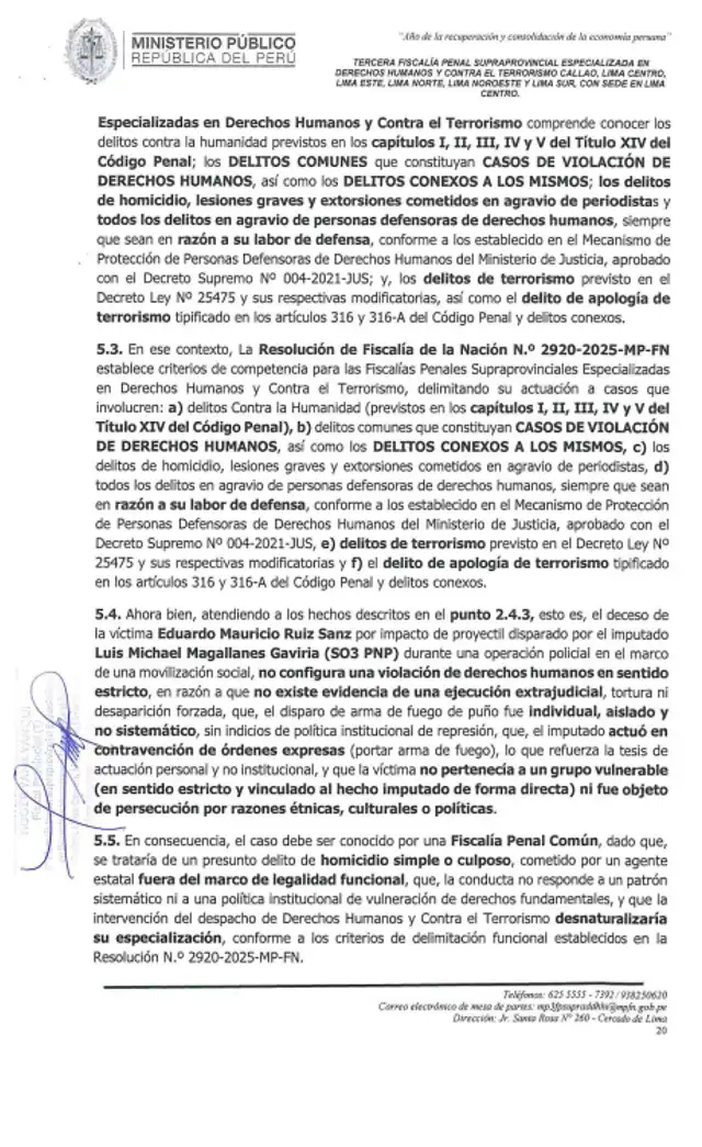 Fiscal de DD.HH Roger Yana se inhibe de continuar con el caso contra Luis Magallanes. Foto: Ojo Público/X   