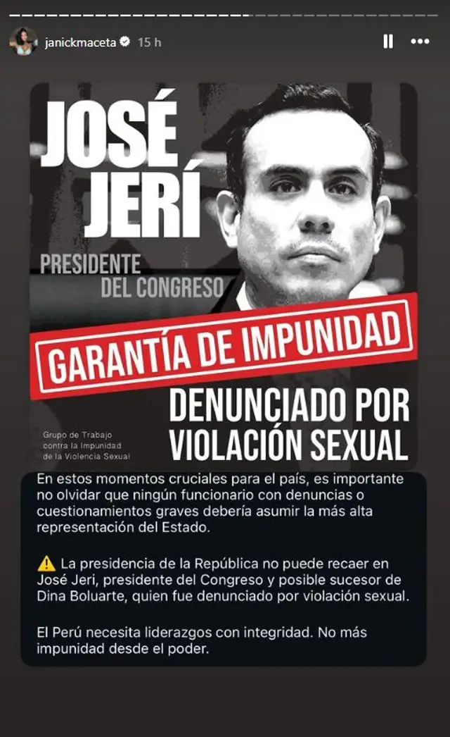  Janick Maceta contra José Jerí. Foto: Instagram 