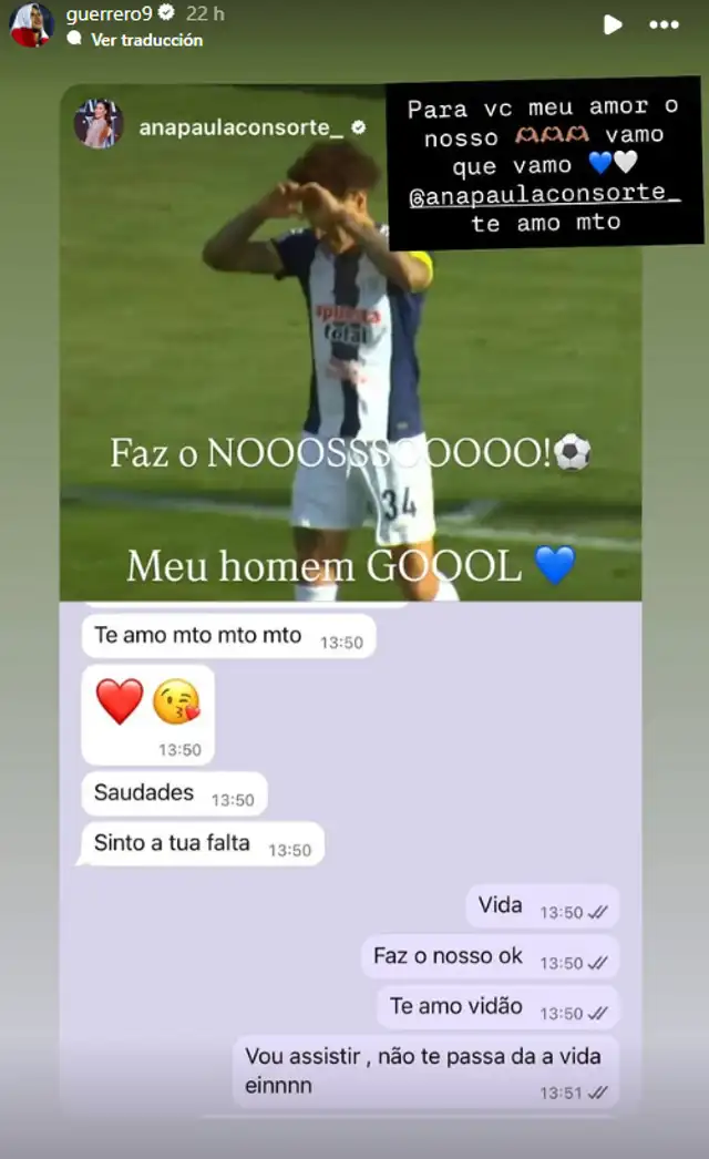 Ana Paula Consorte comparte conversación privada de ella y Paolo Guerrero. Foto: Instagram.    