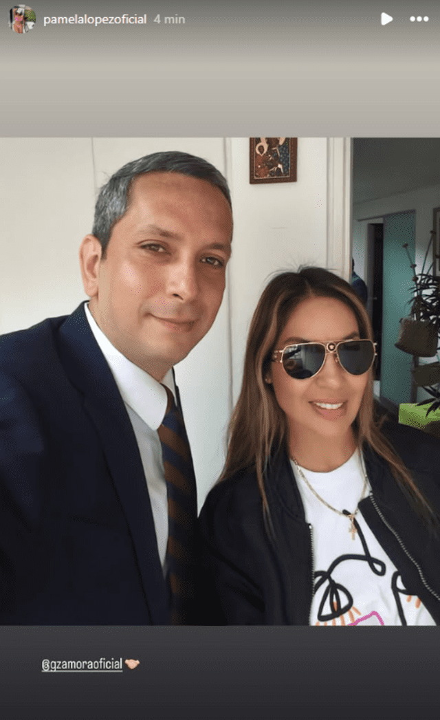  Pamela López con su nuevo abogado, Gino Paolo Zamora Vega. Foto: Instagram/pamelalopezoficial   