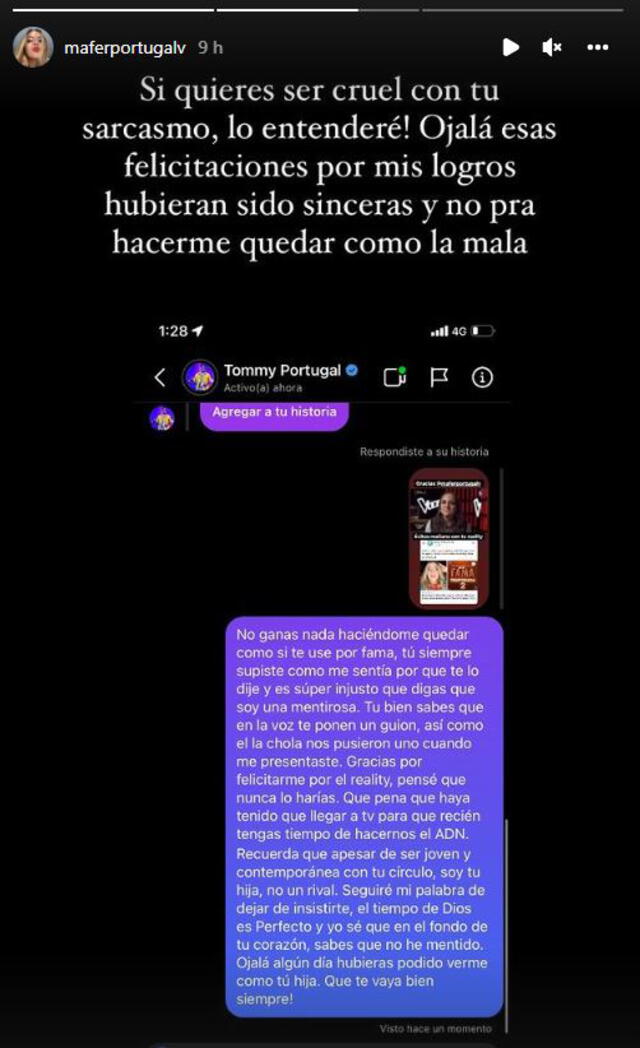 Mafer Portugal expuso a su padre Tommy a través de su cuenta de Instagram.