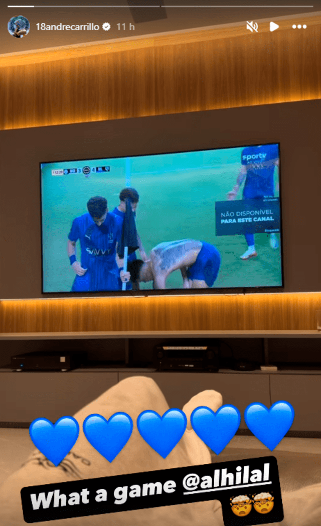  Mensaje de André Carrillo tras triunfo de Al-Hilal sobre el City. Foto: Instagram   