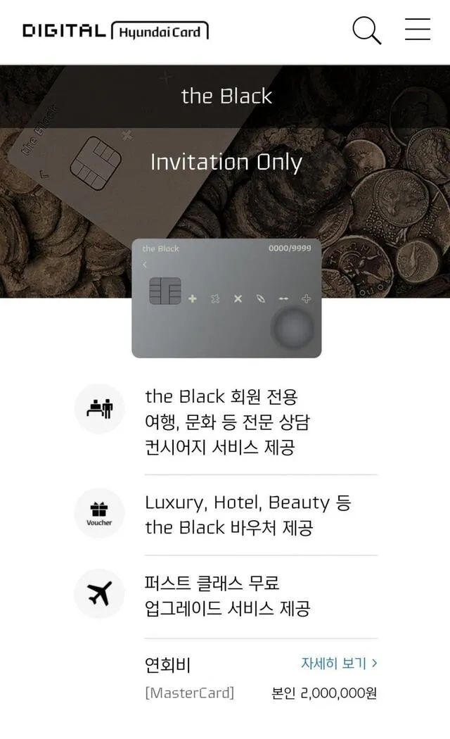 The Black es una tarjeta destinada a los grupos sociales más exclusivos de Corea.