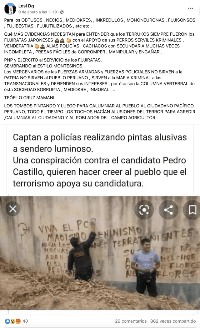 Publicación presenta una captura con información falsa. Foto: captura de Facebook