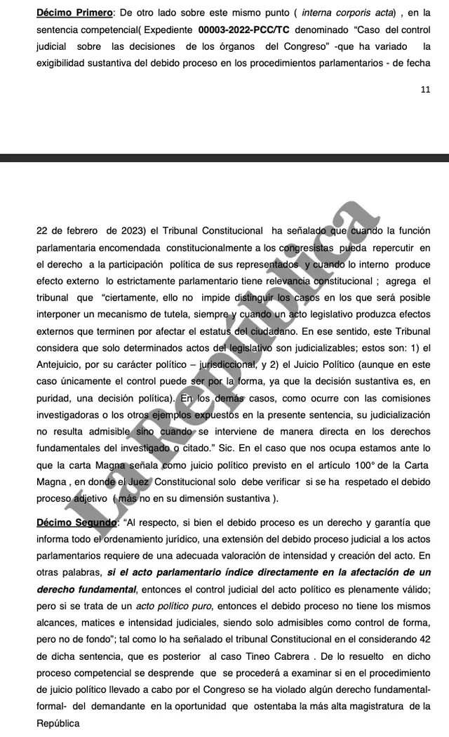 Sala Constitucional invoca sentencia del TC en el proceso competencial del Congreso contra el PJ. 