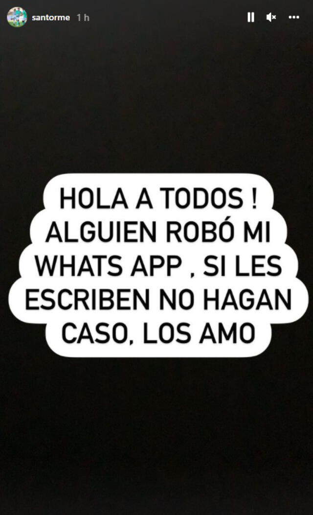 Mensaje de Santiago Ormeño. Foto: Instagram