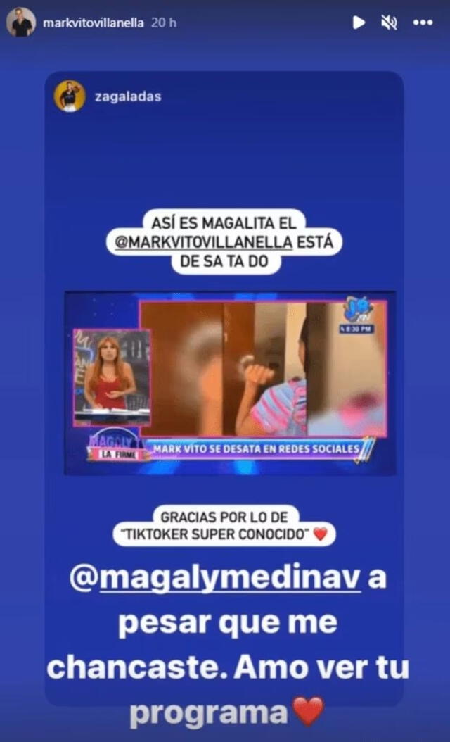 Mark Vito le responde a Magaly Medina. Foto: captura de Instagram   