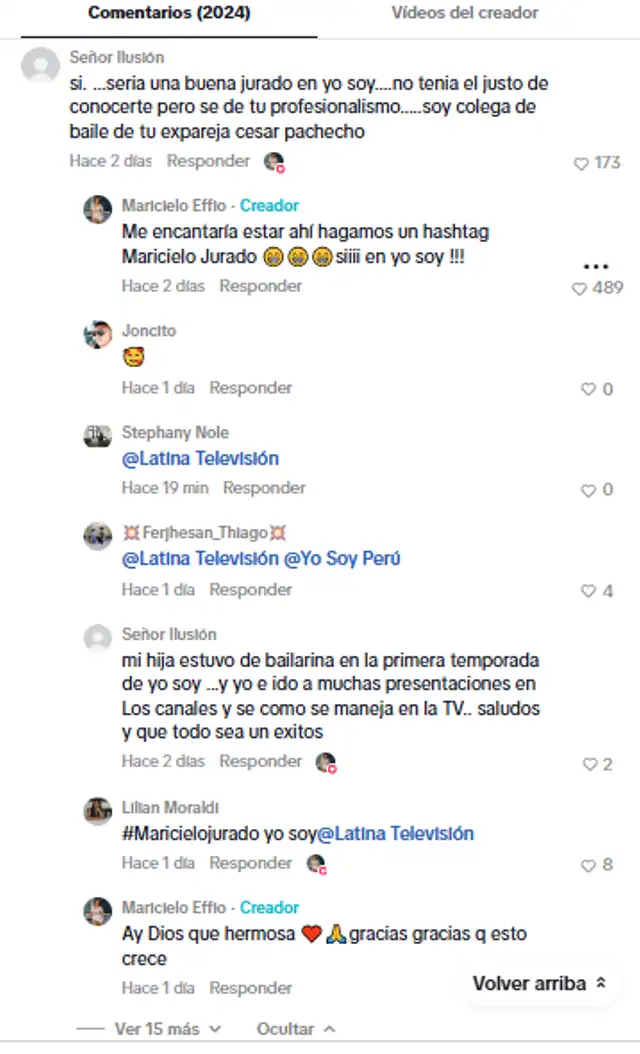 Comentarios de apoyo a Maricielo Effio. Foto: TikTok Comentarios de apoyo a Maricielo Effio. Foto: TikTok