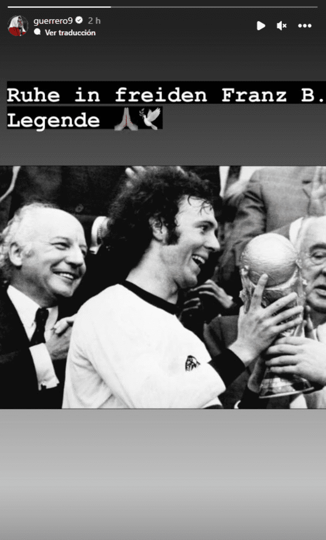 El mensaje de Guerrero a Beckenbauer. Foto: captura de Instagram/Paolo Guerrero   