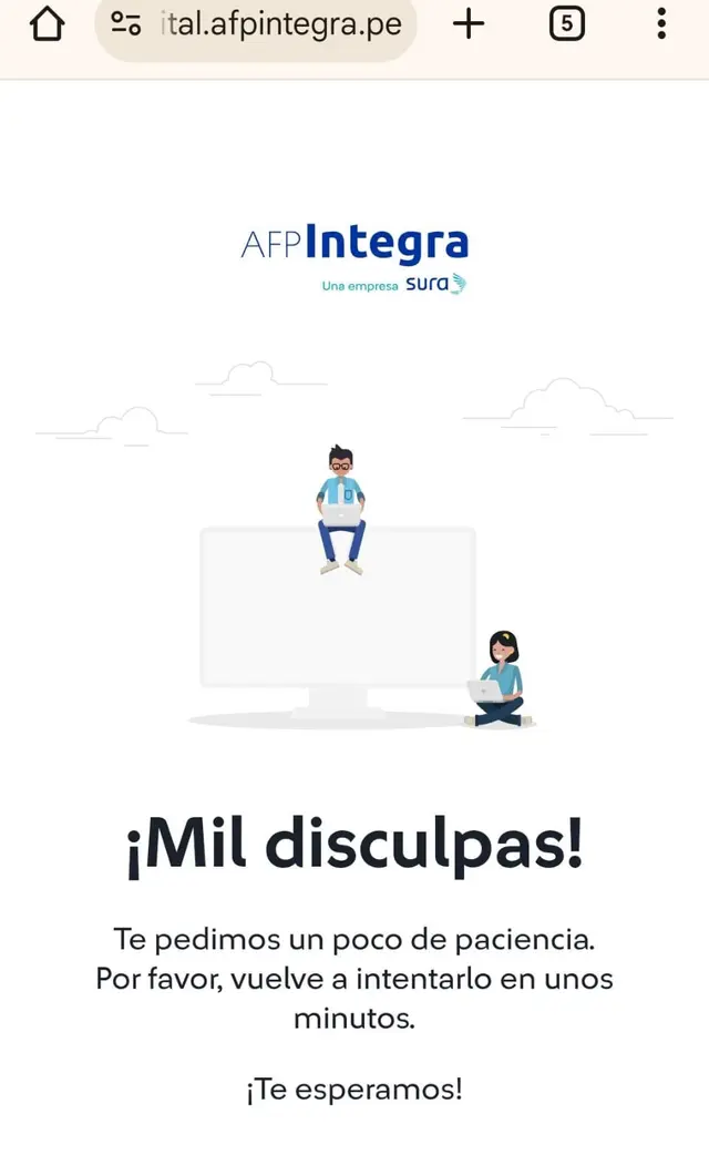 Usuarios no pueden acceder a verificar sus respectivos fondos de AFP Integra.   