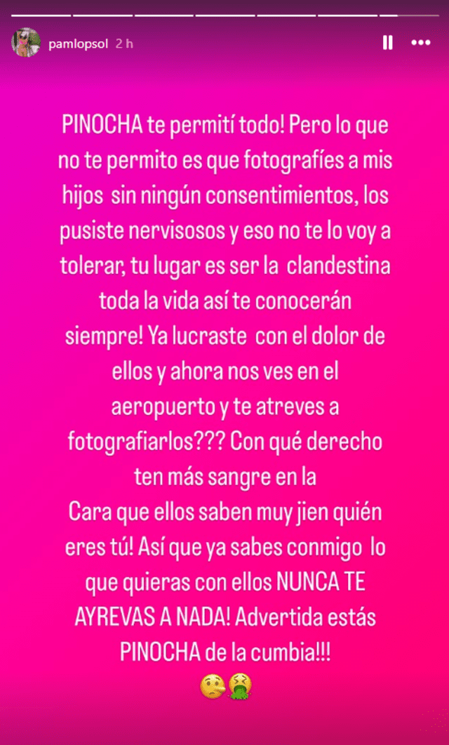 Mensaje de Pamela López. Foto: Instagram Mensaje de Pamela López. Foto: Instagram