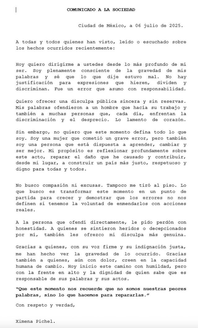 Ximena Pichel se disculpó públicamente tras agredir a un policía de tránsito en México.