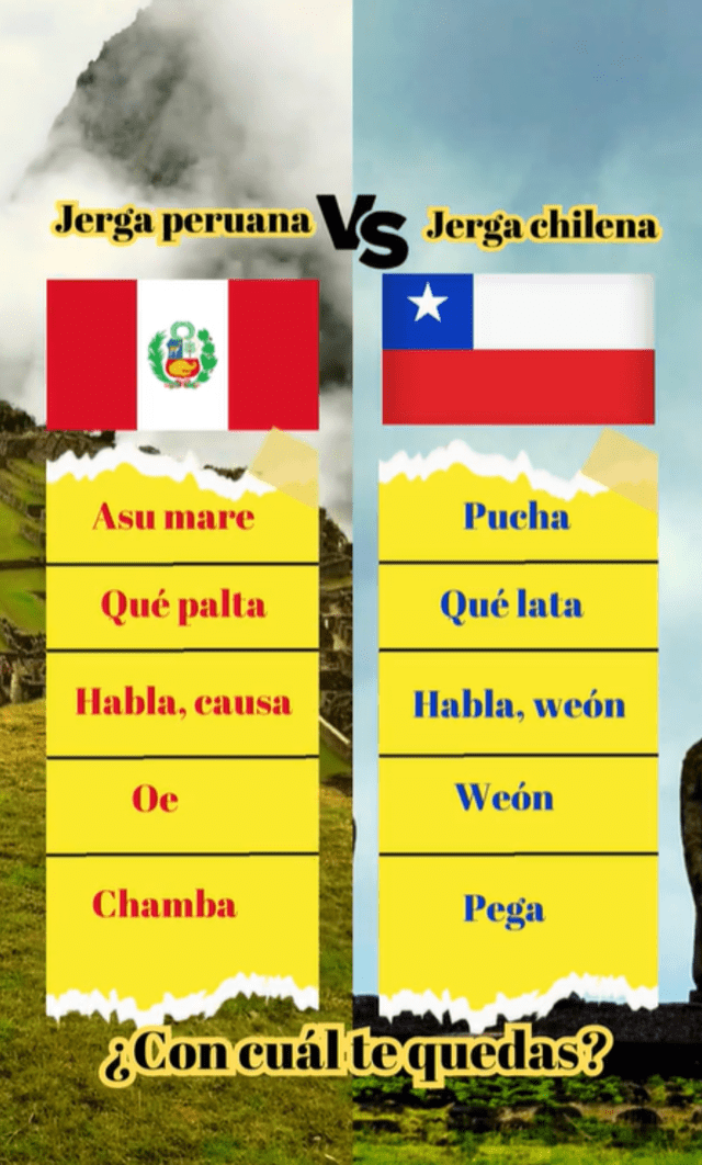  Diferencias y similitudes de términos usados en Perú y Chile. Foto: captura de pantalla/Gramática y Consejos/TikTok   