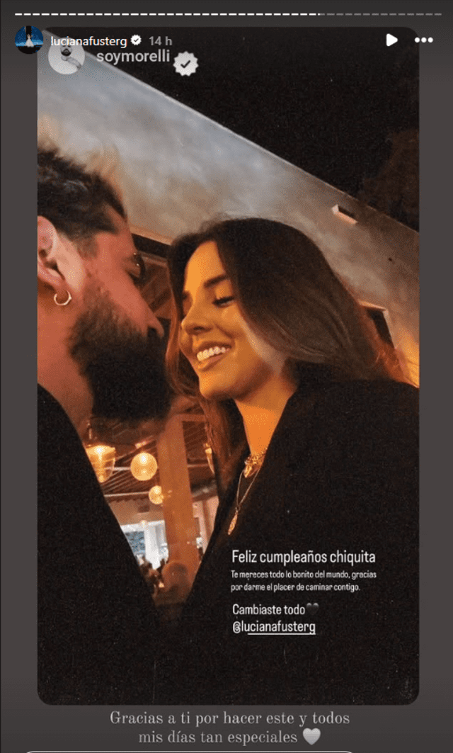 Luciana Fuster respondió mensaje de amor a Juan Morelli. Foto: Instagram.   