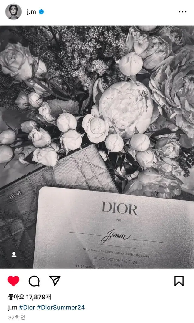 BTS: Jimin compartió su invitación al desfile de Dior en sus redes