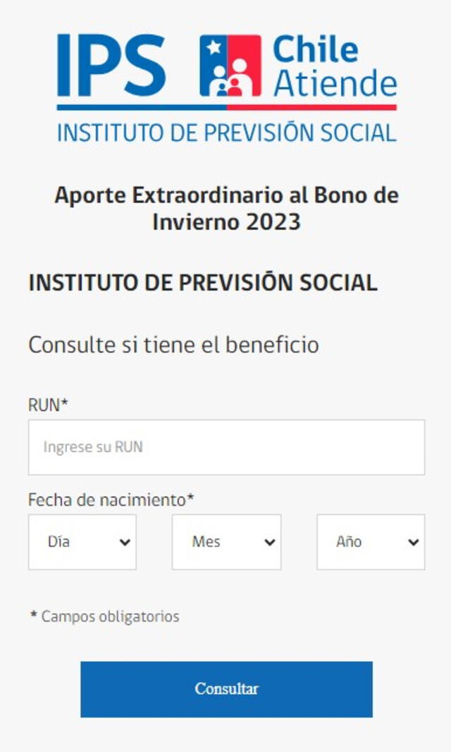  &nbsp;Sitio web oficial de consulta del Aporte Extraordinario al Bono de Invierno 2023. Foto: captura IPS  