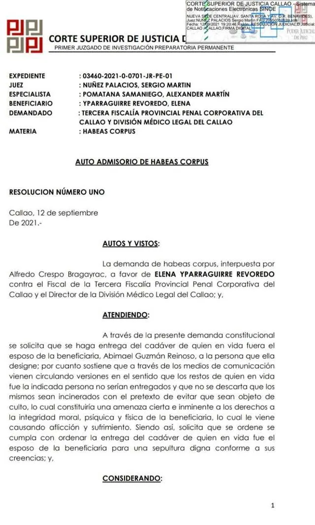 Resolución de la Corte Superior de Justicia del Callao. Foto: difusión