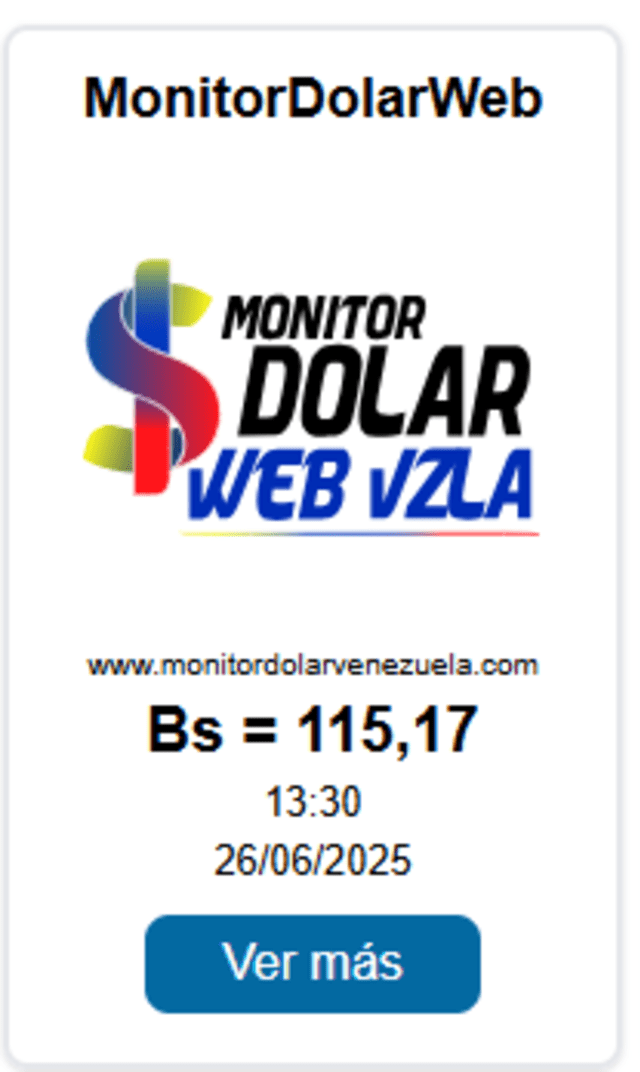  Conoce el precio de la divisa estadounidense hoy 26 de junio. Foto: Monitor Dólar   