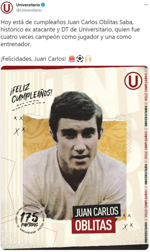 Tuit de Universitario sobre Juan Carlos Oblitas