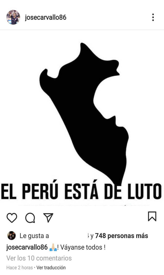 Publicación en Instagram de José Carvallo.