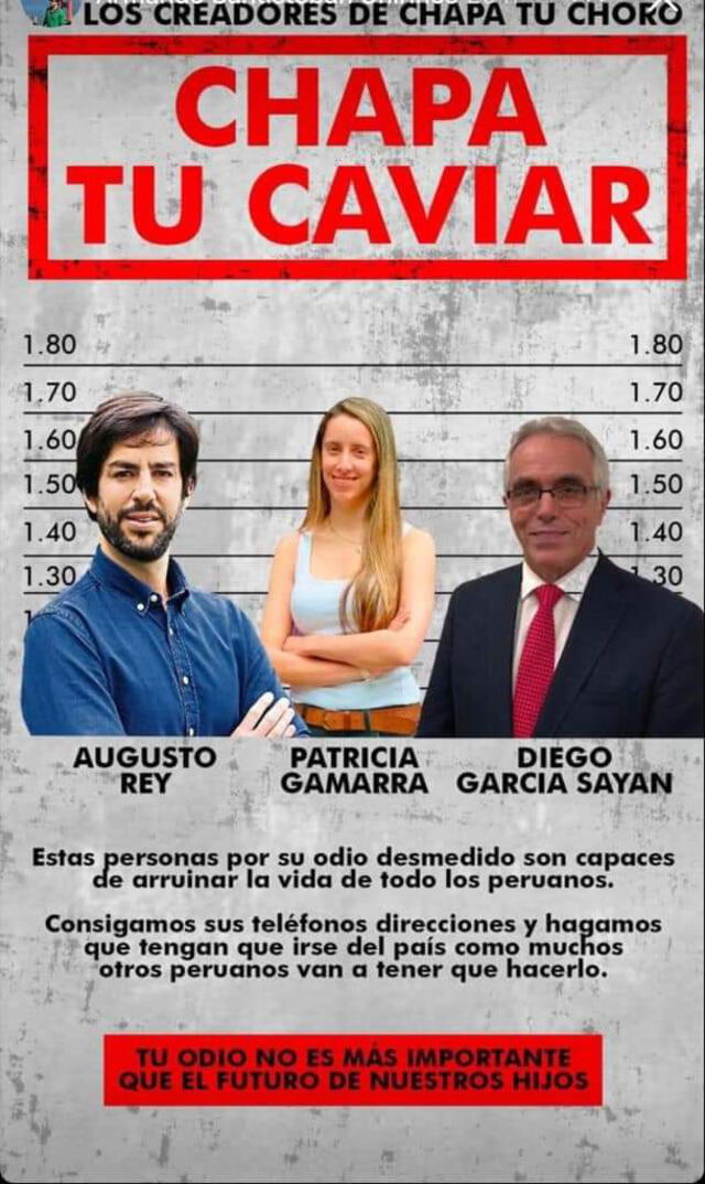 Augusto Rey, Patricia Gamarra y Diego García-Sayán también son víctimas de esta campaña de desprestigio. Foto: captura de Twitter