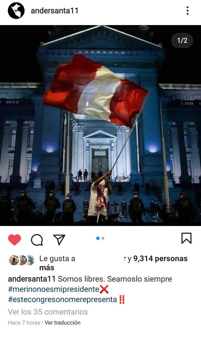 Publicación en Instagram de Anderson Santamaría.