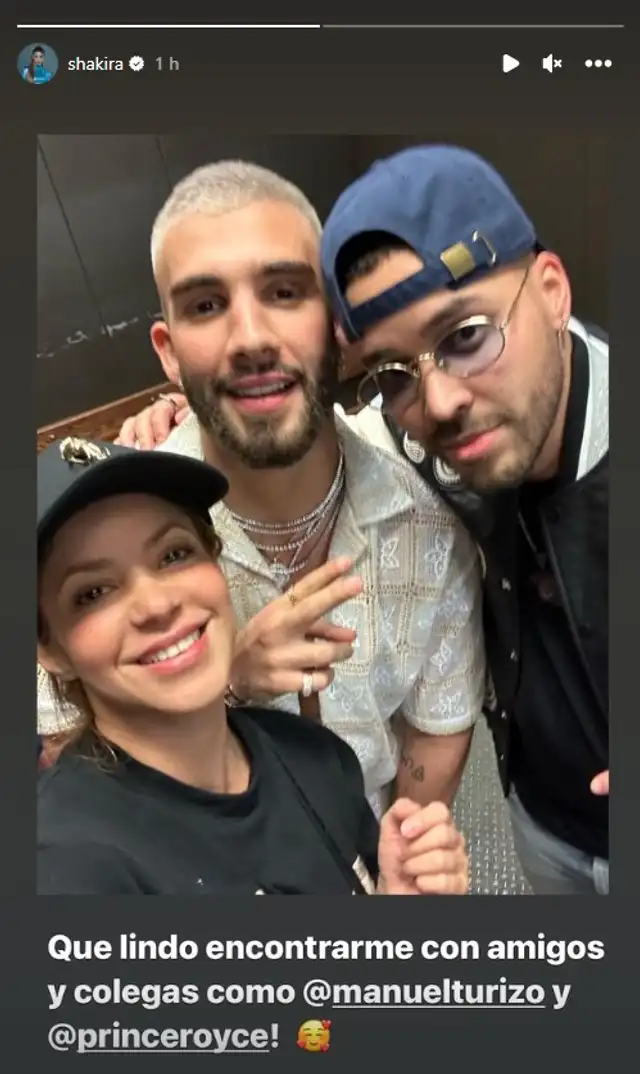 Shakira compartió una foto con los artistas de música urbana y se contempla una colaboración. Foto: Instagram / Shakira.   