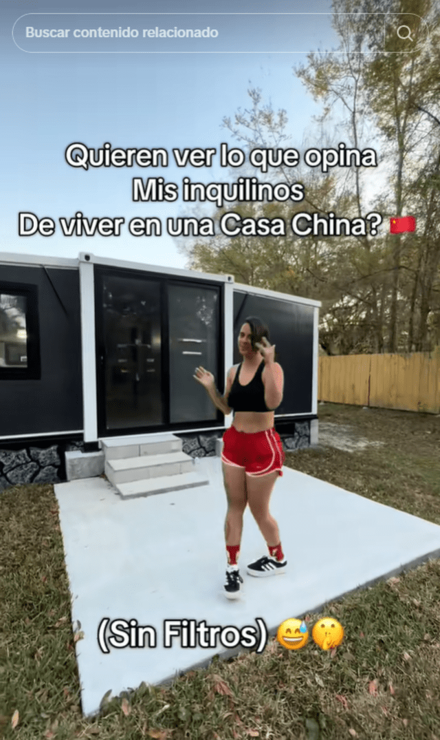  Mailin muestra en sus videos la distribución de las casas chinas prefabricadas que está alquilando. Foto: @mai_algarete/ TikTok   
