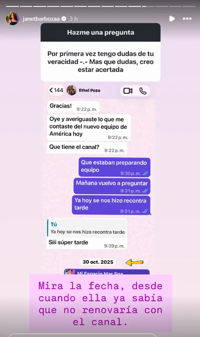 Mensaje de Janet Barboza