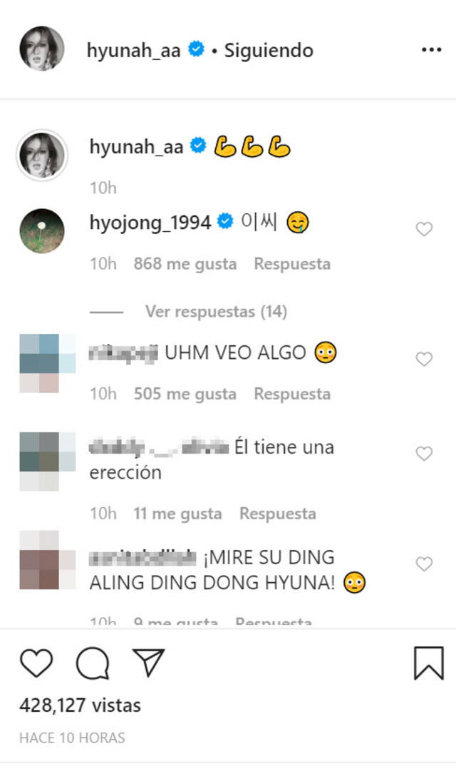Los seguidores de HyunA en Instagram no dejaron escapar la oportunidad sobre la protuberancia que sobresalía de Dawn.