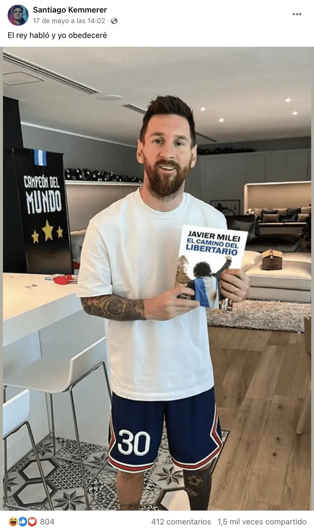 Publicación presenta una imagen editada de Lionel Messi. Foto: captura/Facebook   