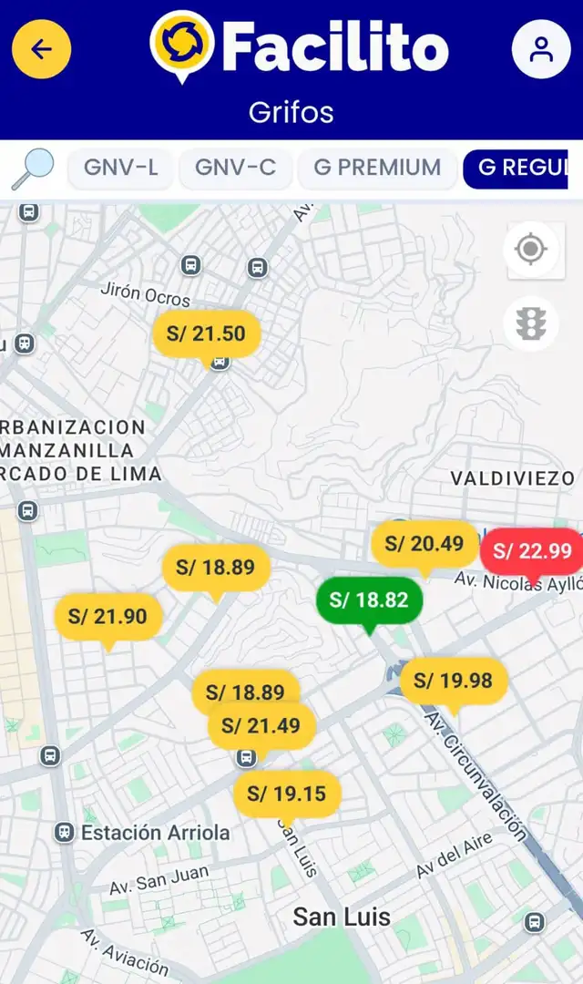  Estos son los precios de los combustibles este 4 de abril en el distrito de San Luis. Captura: Facilito.   