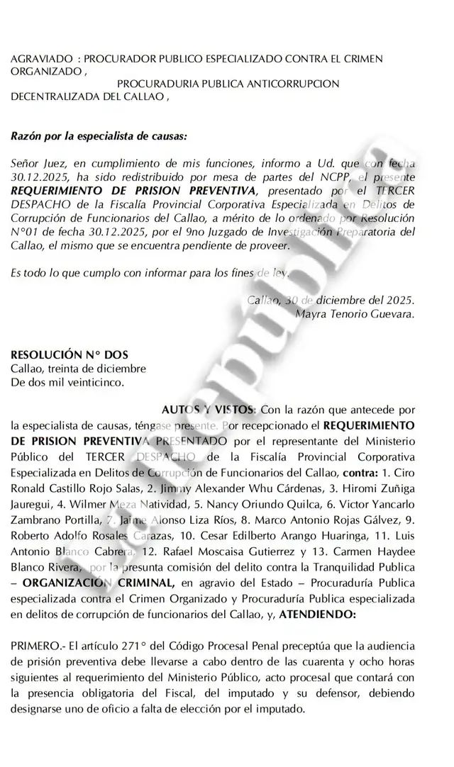 Solicitud de prisión preventiva contra Ciro Castillo y 12 funcionarios. Foto: La República.   