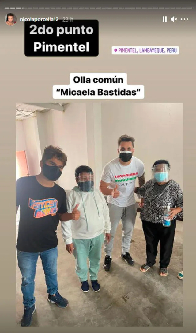 Nicola Porcella viajó al norte del Perú al lado de su equipo de producción para brindar apoyo a los pequeños emprendedores. Foto: Nicola Porcella Instagram