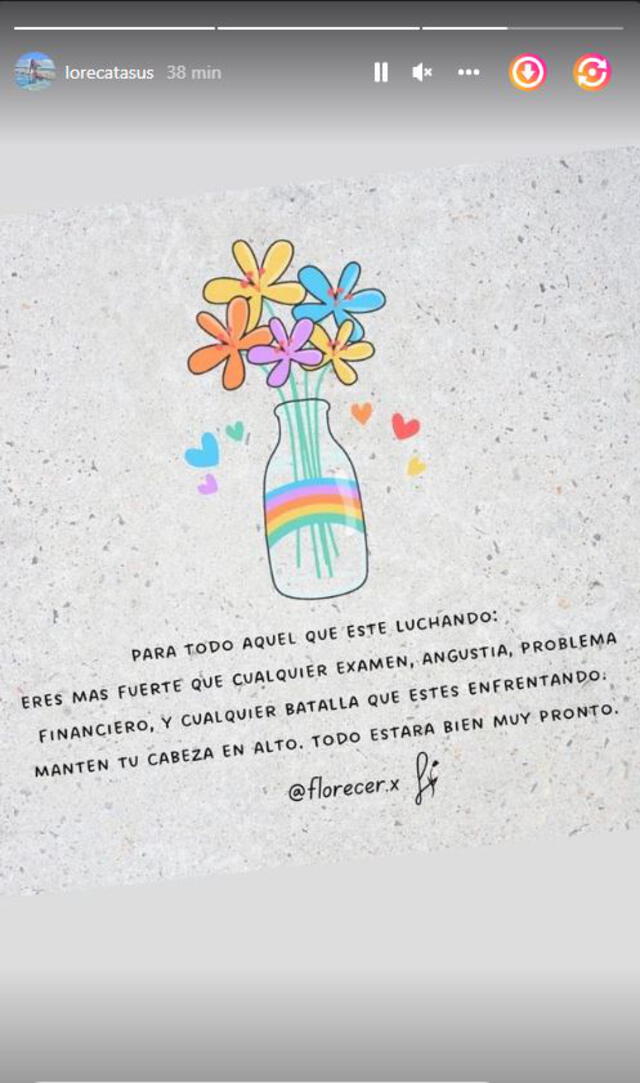 Mensaje de Lorena Cárdenas. Foto: captura/Instagram