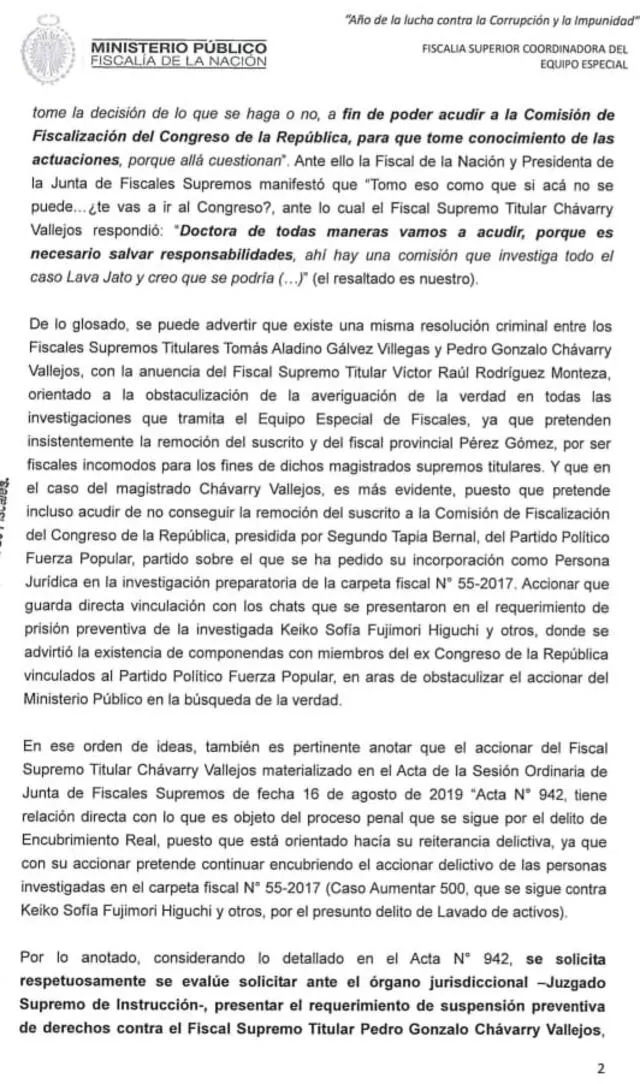 Fiscal adjunto que investiga a Pedro Chávarry trabajó con él en 2018